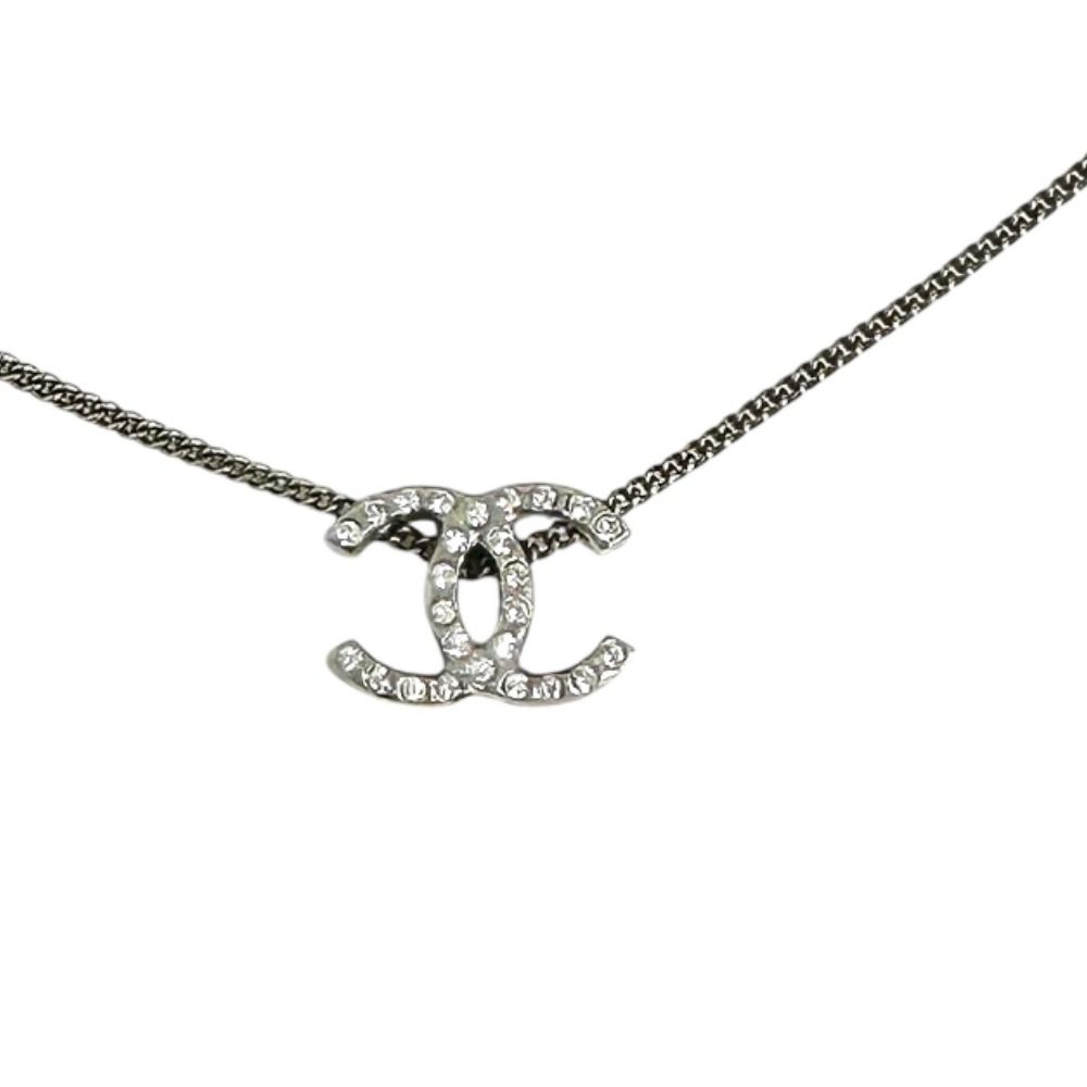 シャネル ラインストーン 10A ココマーク ネックレス リバーシブルシルバー