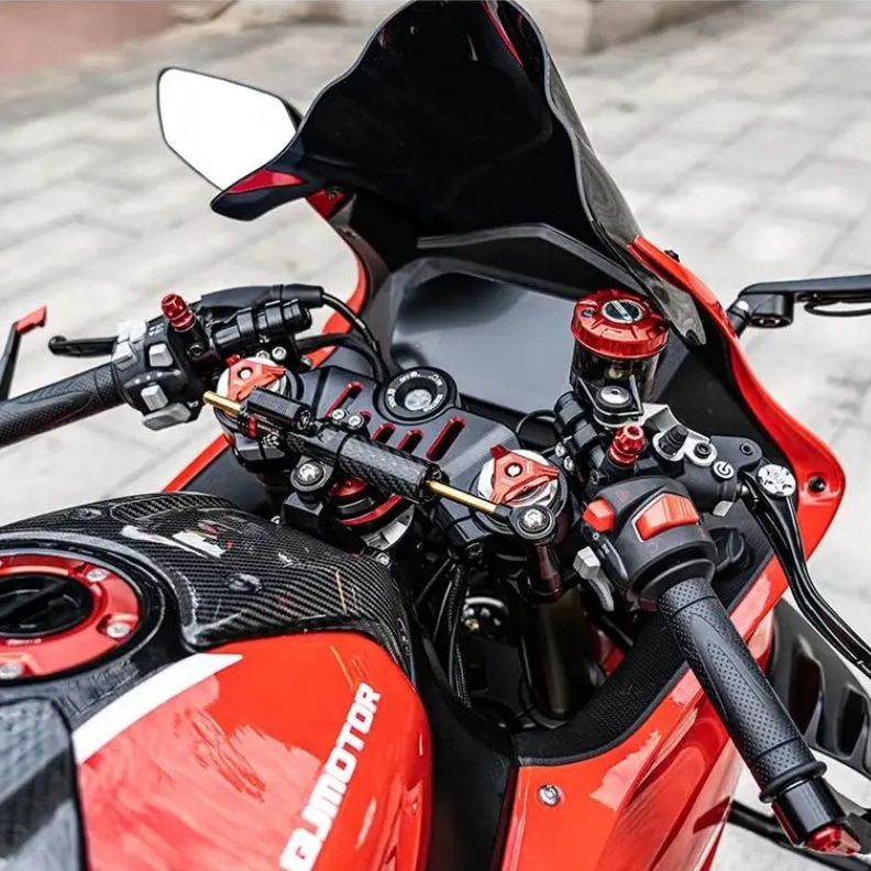 バイク用 ユニバーサルステアリングダンパー カーボン製 255mm 振動低減