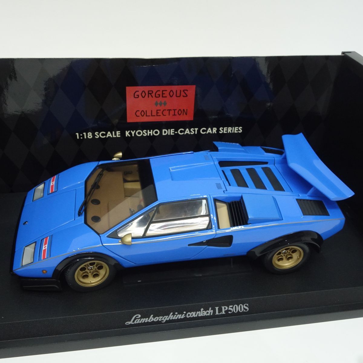 京商 1/18 ランボルギーニ カウンタック LP500S ブルー ミニカー ※中古 