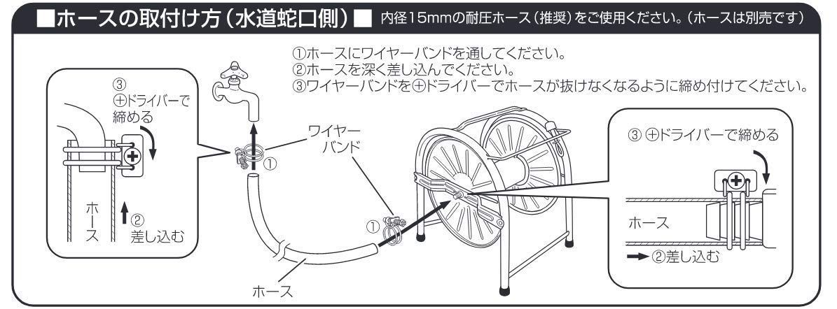 2022最新】巻き取りガイド付 コバルトブルー 内径15㎜ホース用 40~50m