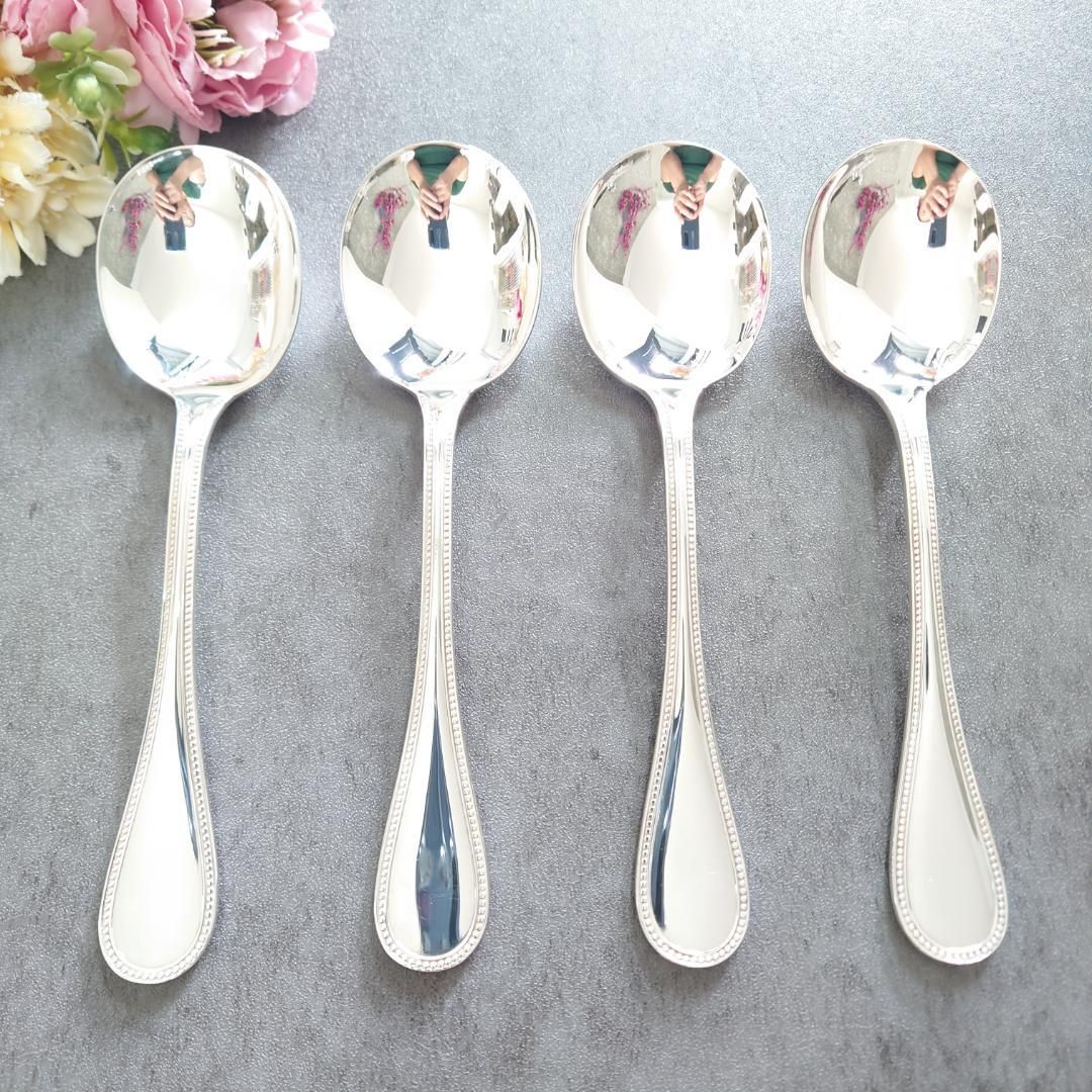 クリストフル パール コンソメスプーン 4点