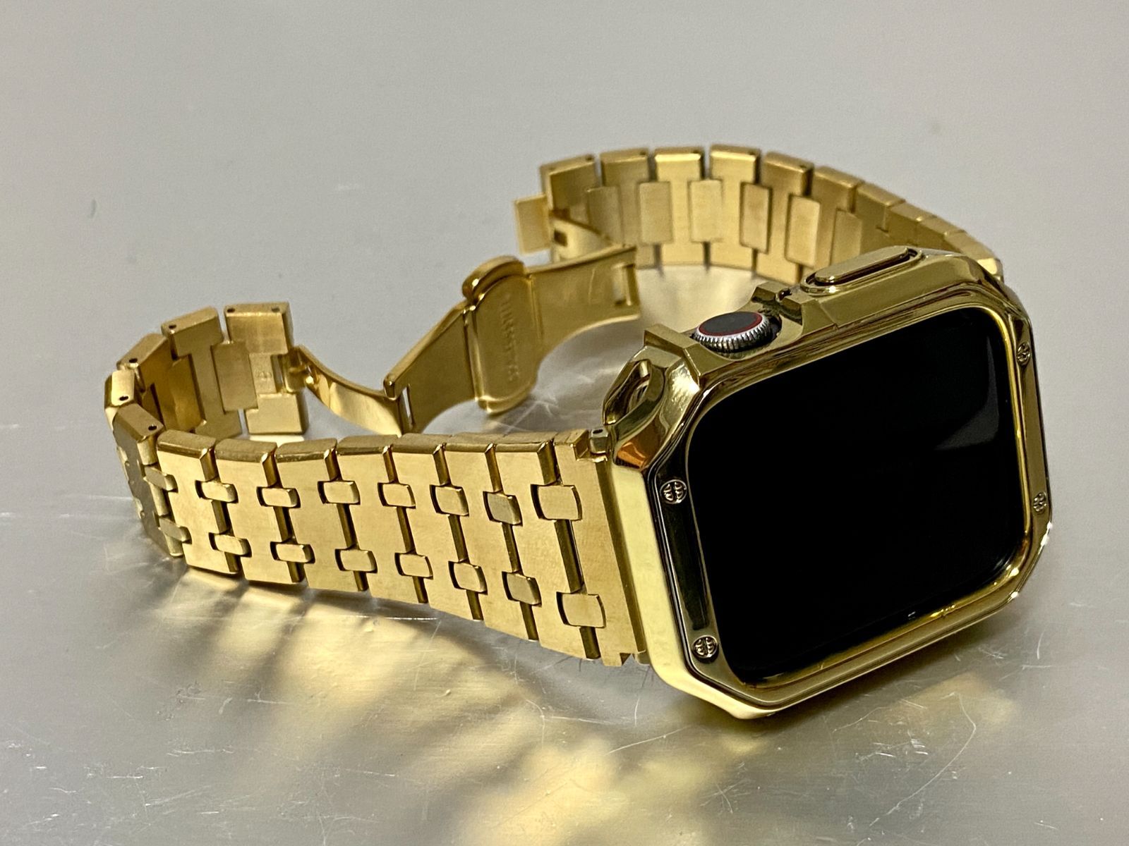 ミラーステンレス＆ゴールド　TPU アップルウォッチ ラバーベルト Apple Watch ケース　カバー 38 40 41 42 44 45 46 49mm Apple Watch バンド 全SE Ultra