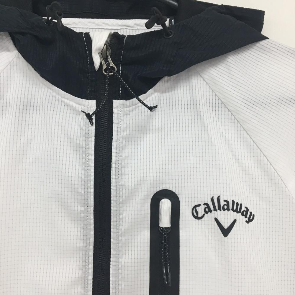 キャロウェイ ジップパーカー 白×黒 メッシュ調 ジャケット 3ポケット メンズ L ゴルフウェア Callaway