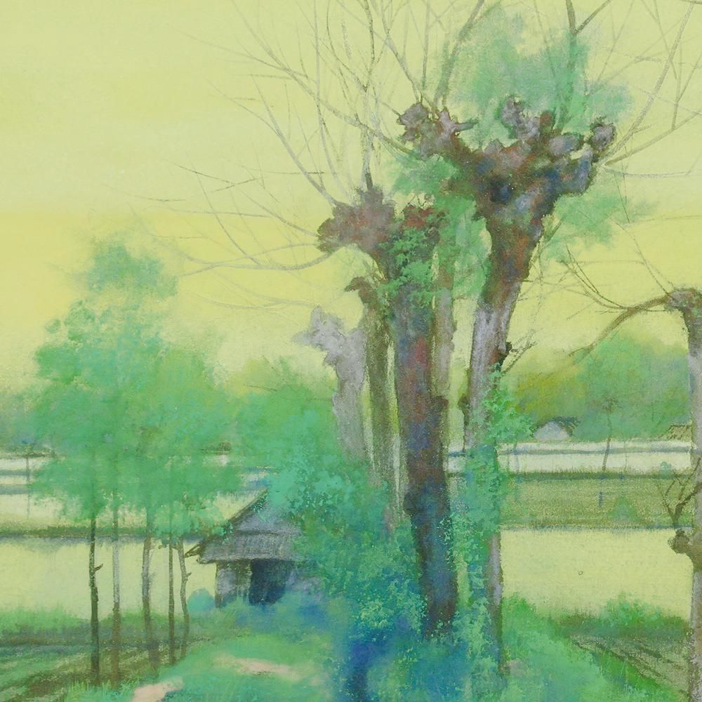 日本画ミニフレーム「 lampadaire」 レリーフ日本画「MATSUMOTO