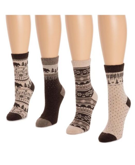 ムクルクス レディース 靴下 アンダーウェア Women s Holiday 4 Pair Pack Socks Brown ivory