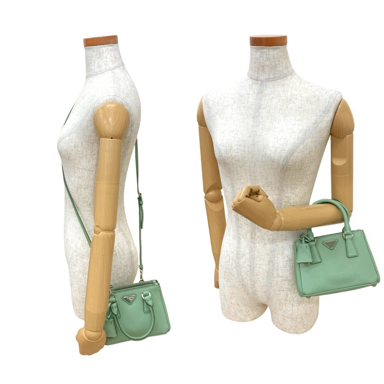 極 美品 PRADA プラダ ガレリア マイクロ 三角ロゴ 金具 サフィアーノ