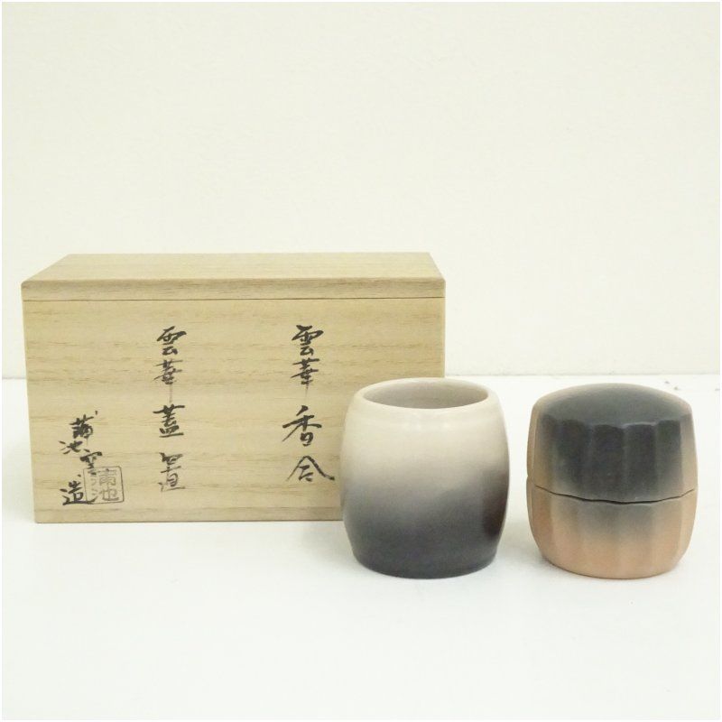 雲華焼 蒲池窯造 香合 蓋置セット 共箱 蓋置き 茶道 道具 茶道具 おしゃれ ふたおき 茶器 抹茶 骨董 お茶 台 茶会 茶席 茶事 茶の湯 jtot
