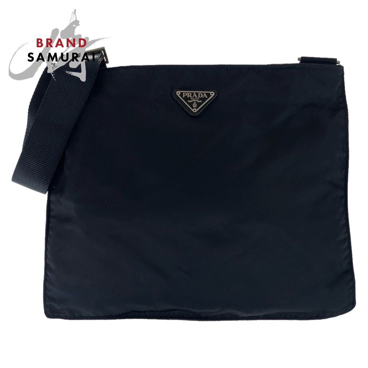 【美品】プラダ ショルダーバック サコッシュ テスートナイロン 三角プレート 黒 PRADA 美品 プラダ テスート 三角ロゴプレート プラハンドル