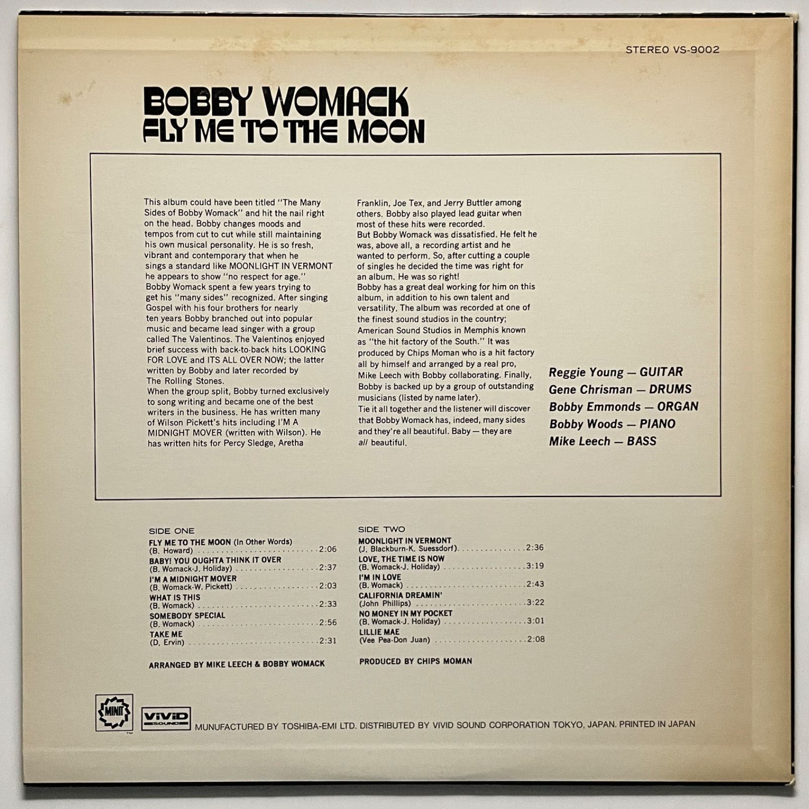 Bobby Womack - Fly Me To The Moon レコード Bobby Womack – Fly Me To The Moon – Vinyl (LP, Album, Stereo
