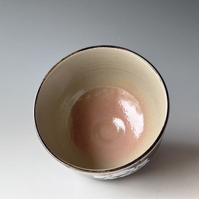 茶道具 色絵 乾山写 牡丹絵 茶碗 岡田暁山 共箱 京焼 茶会 稽古 薄茶