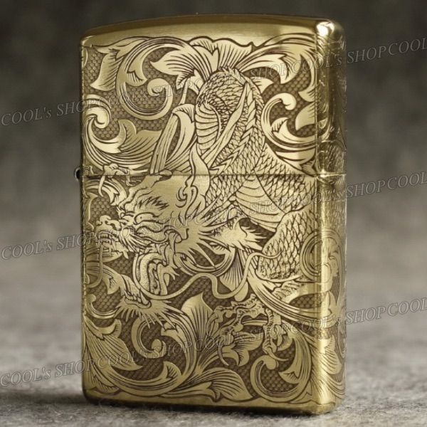 四面総彫り 龍 和彫り オイルライター CHIEF ゴールド zippo 金 - メルカリ