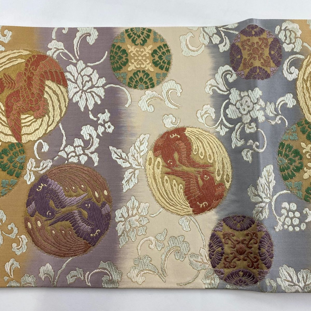 袋帯 秀品 花唐草 鳥 箔 唐織 薄紫 六通 正絹 【中古】 - メルカリ