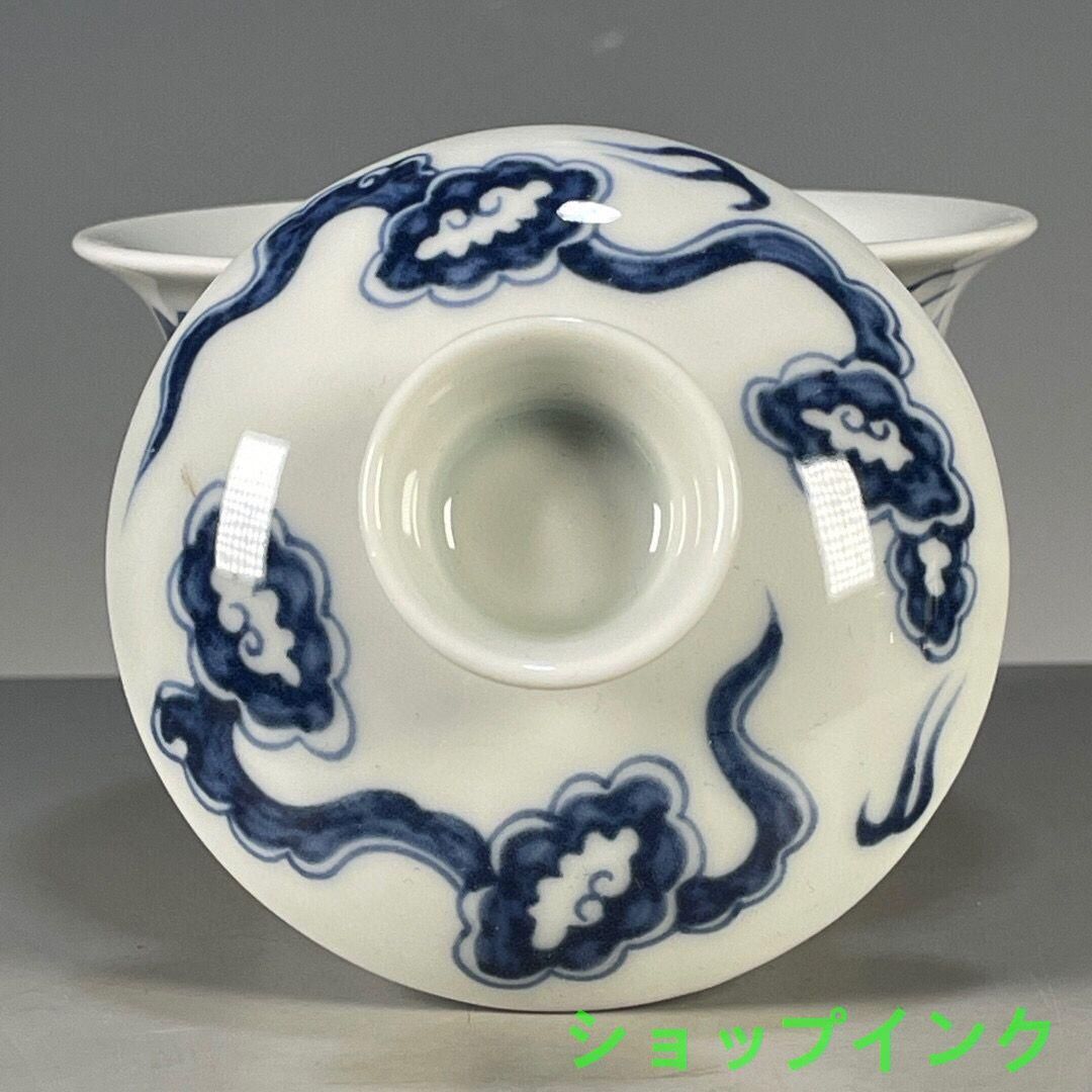 中国茶器 青花龍紋 蓋碗 茶道具 工芸品 美術品 置物 - メルカリ