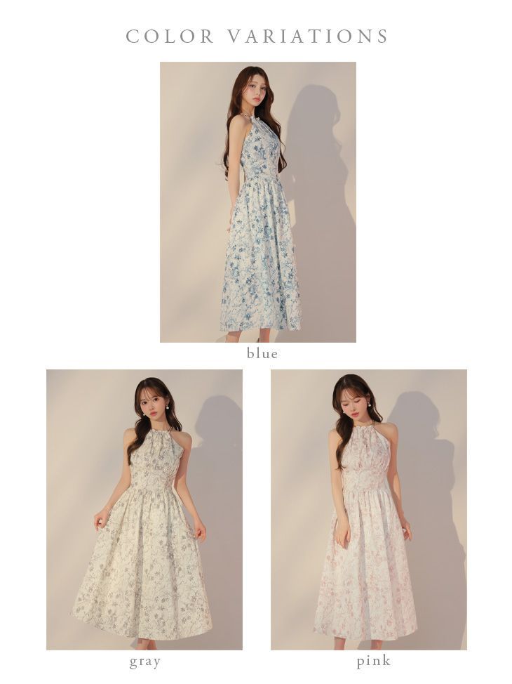 ギフトに最適。 ピンク DE3783-BL-2503 Lサイズあり DEA.by ROBE de FLEURS|ディアバイローブドフルール 花柄| ホルターネック| アメスリ| フ | ロング| ワンピース| ミモレ丈| ミディアムドレス| キャバドレス long