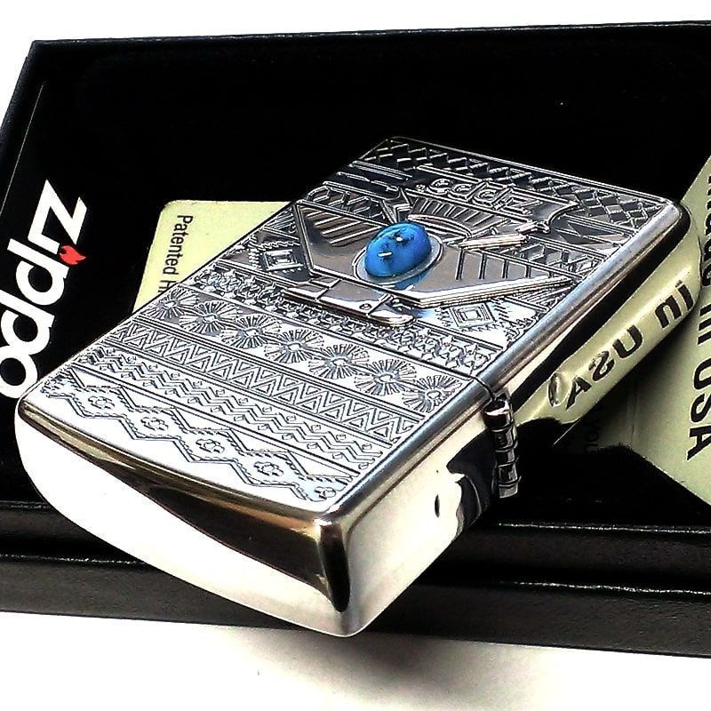 ZIPPO サンダーバード 御守り ジッポ ライター 青 エッチング彫刻 