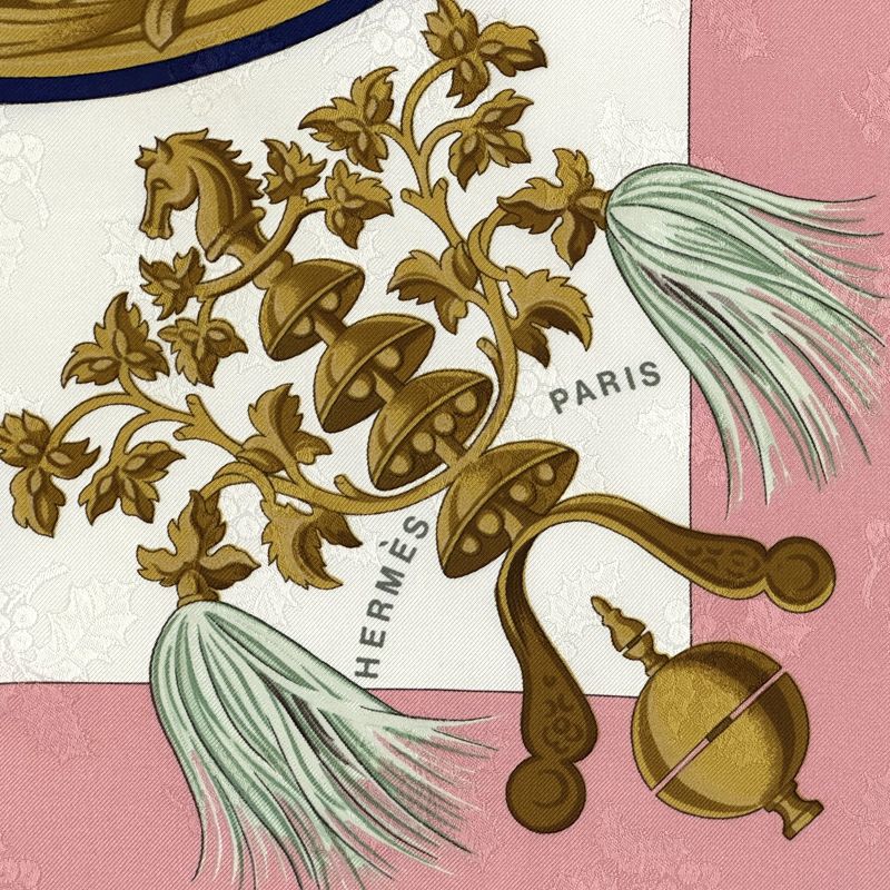HERMES　カレ90　スカーフ PLUMES ET GRELOTS 羽飾りと鈴 エルメス カレ90 Plumes et Grelots 羽飾りと鈴 スカーフ シルク