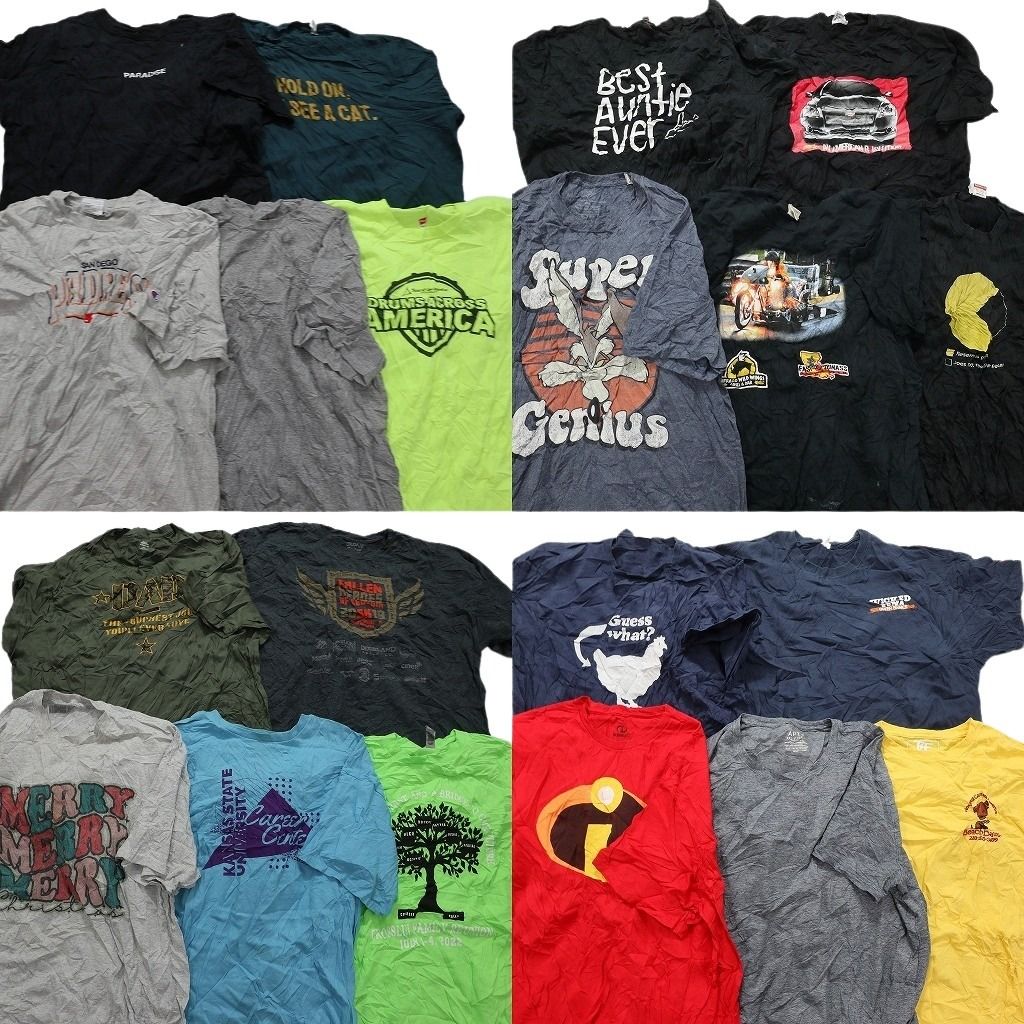 古着卸 まとめ売り カラーmix プリント 半袖Tシャツ 20枚セット (メンズ 2XL ) ディズニー ルーニー・テューンズ 中古 古着 MY2954