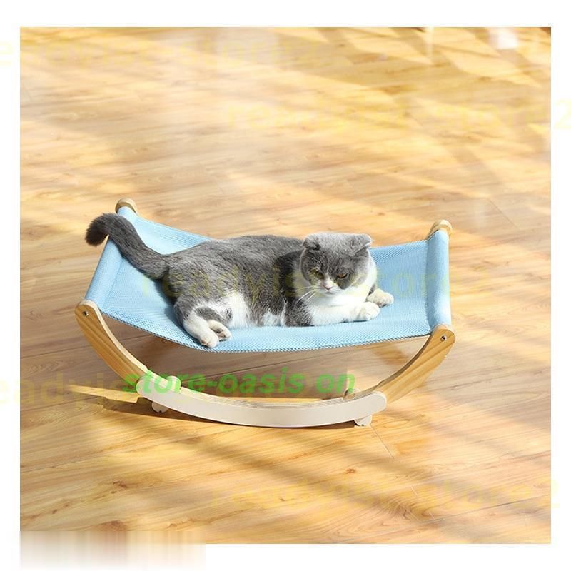 猫 ハンモック ベッド 木製 スタンド型 揺れる 多機能 運動不足 ストレス解消 猫グッズ ペット夏用 湿気防止 猫日光浴 通年適用 STEELWINDOWSANDDOORS_COM