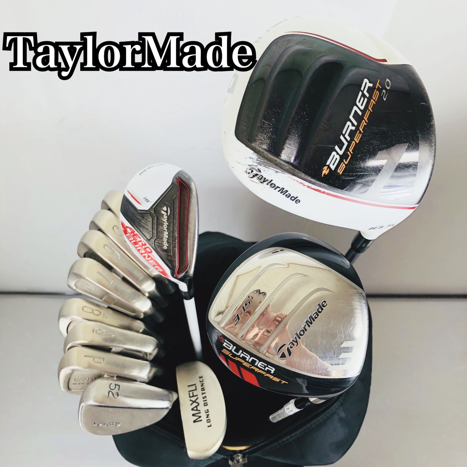TaylorMade　キャディバッグ　ゴルフクラブセット　メンズ　初心者 人気‼️ゴルフクラブセット/メンズ ゴルフセット/キャディバッグ付