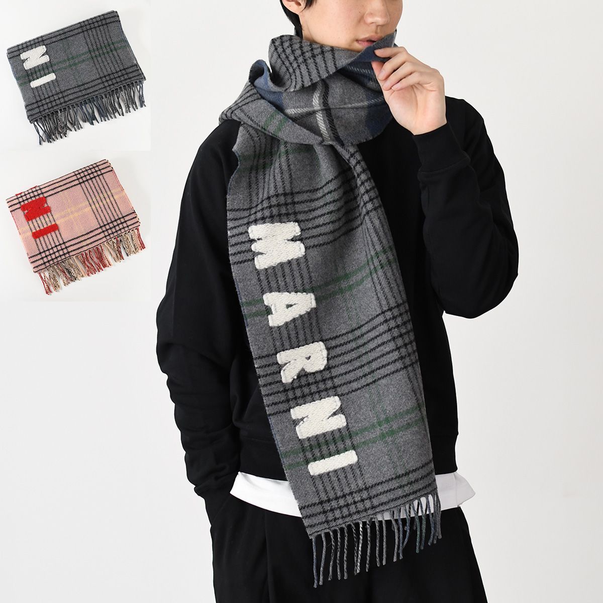 MARNI マルニ マフラー ストール ダブルチェック ウール製 スカーフ
