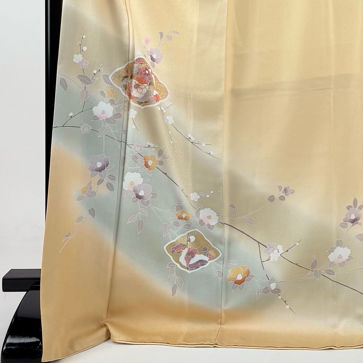 バイセル 着物 美品 名品 訪問着 オレンジ 一つ紋 動物 風景 樹木 正絹 袷 158cm Mサイズ ☆☆☆☆ バイセル 着物 名品 訪問着 薄ピンク 一つ紋 椿 金彩 染め分け 正絹 袷