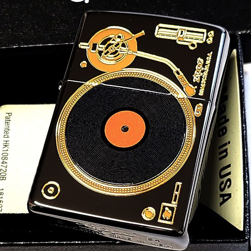 ZIPPO レコード セール中 レトロ ブラックニッケル＆ゴールド ジッポ