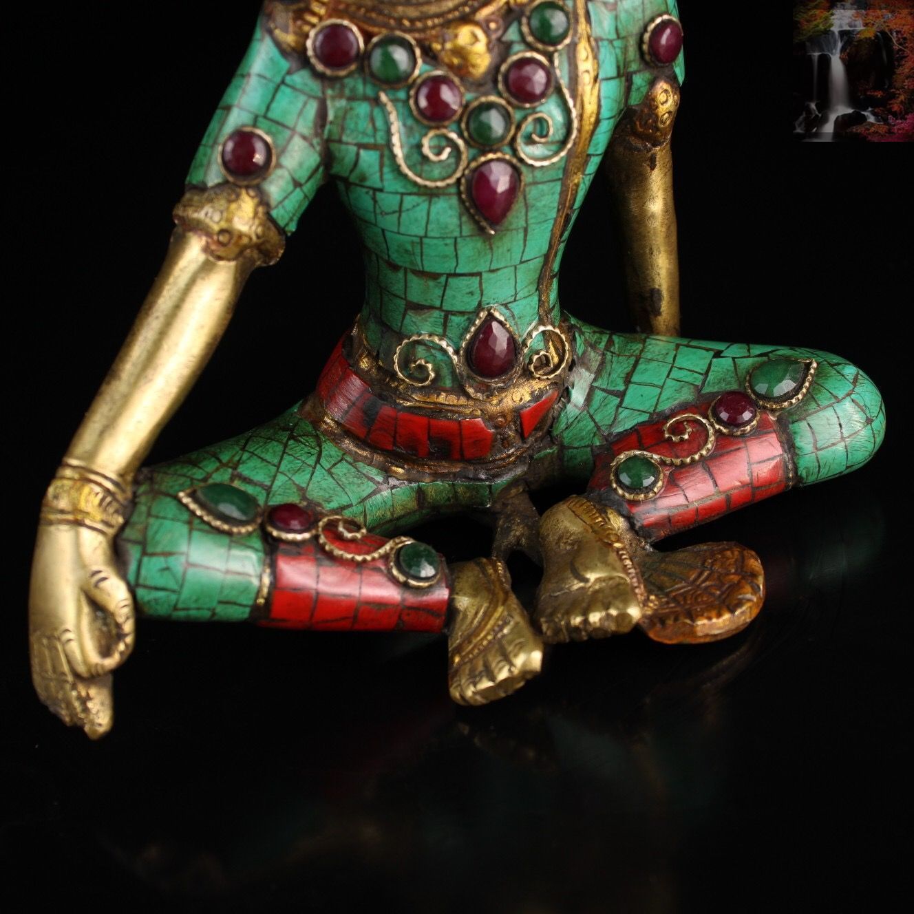 中国古美術・チベット収・純銅・蔵伝工芸・宝石彩絵描金・立自在度母・置物・供養仏像 中国古美術・チベット収・純銅・蔵伝工芸・宝石彩絵描金・立自在