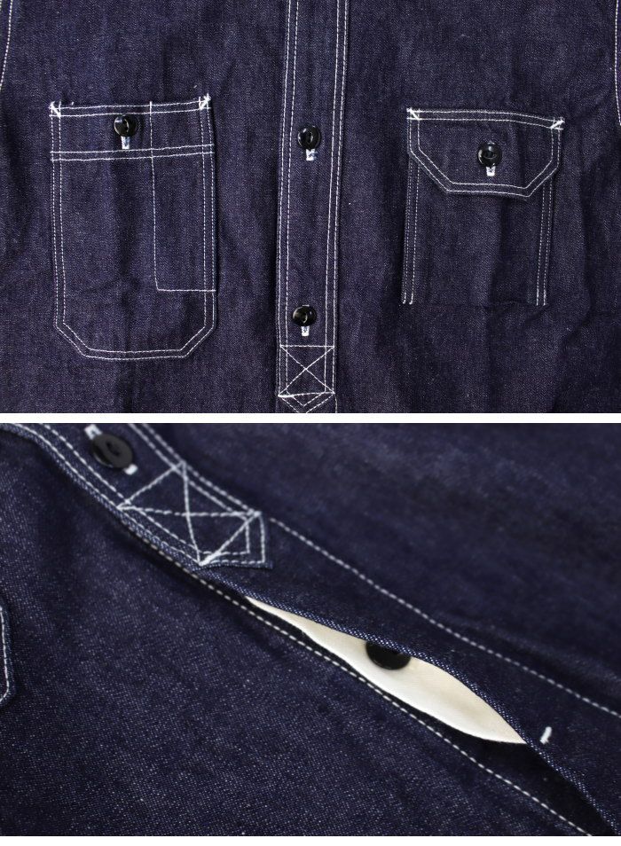 デニム半袖ワークシャツ