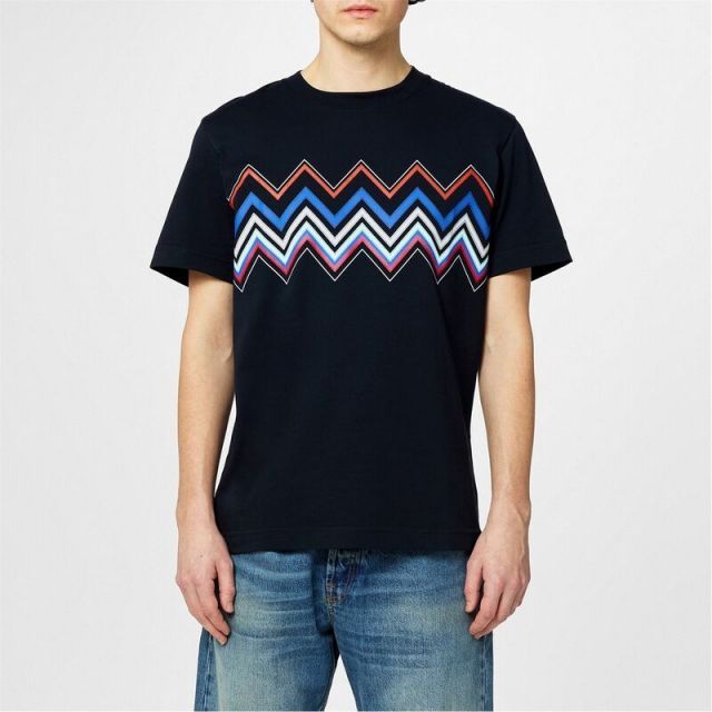 【関税込】◆MISSONI ミッソーニ◆ジグザグデザイン Tシャツ Missoni ジグザグパターン Tシャツ | ブルー | FARFETCH JP