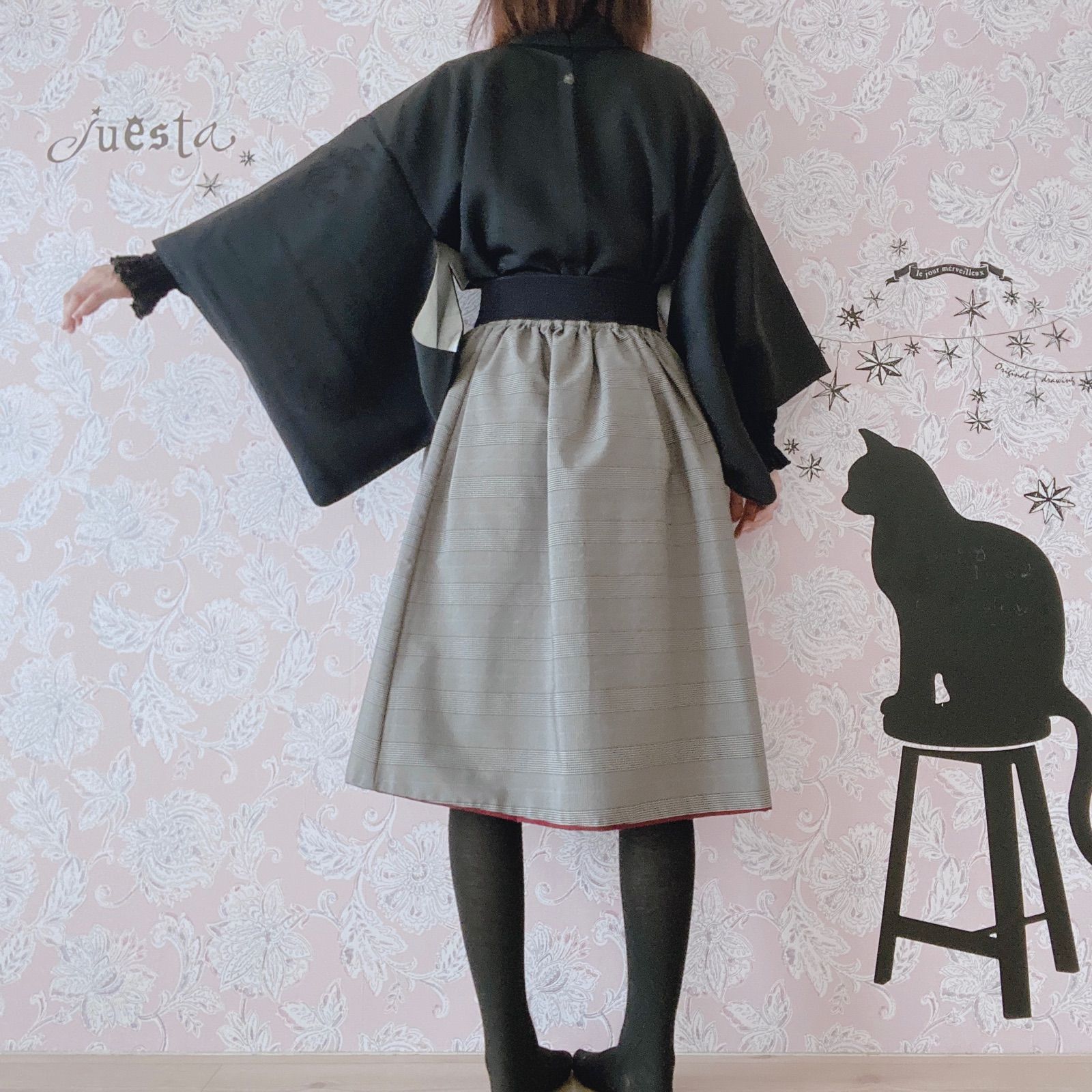 レトロ古着 和洋折衷コーデ売り 黒×チェック系 4点セット - メルカリ