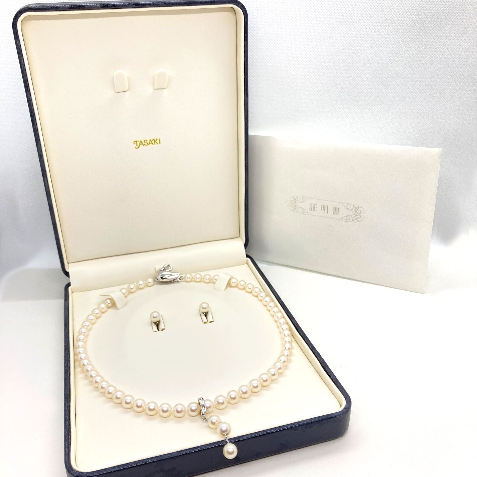 最高級】TASAKI/タサキ 田崎真珠 3点セット アコヤ真珠 アコヤパール 7.0mmネックレス&K18WG ピアス クリッカー チャーム  ペンダントトップ付き 箱・証明書付 - メルカリ