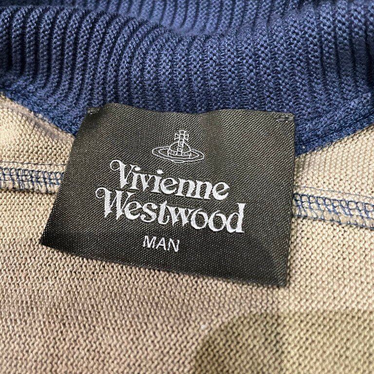 Vivienne Westwood MAN 23SS コットンリネンバイカラーオーバーサイズドルマンニットカーディガン オーブ刺繍 変形 - メルカリ