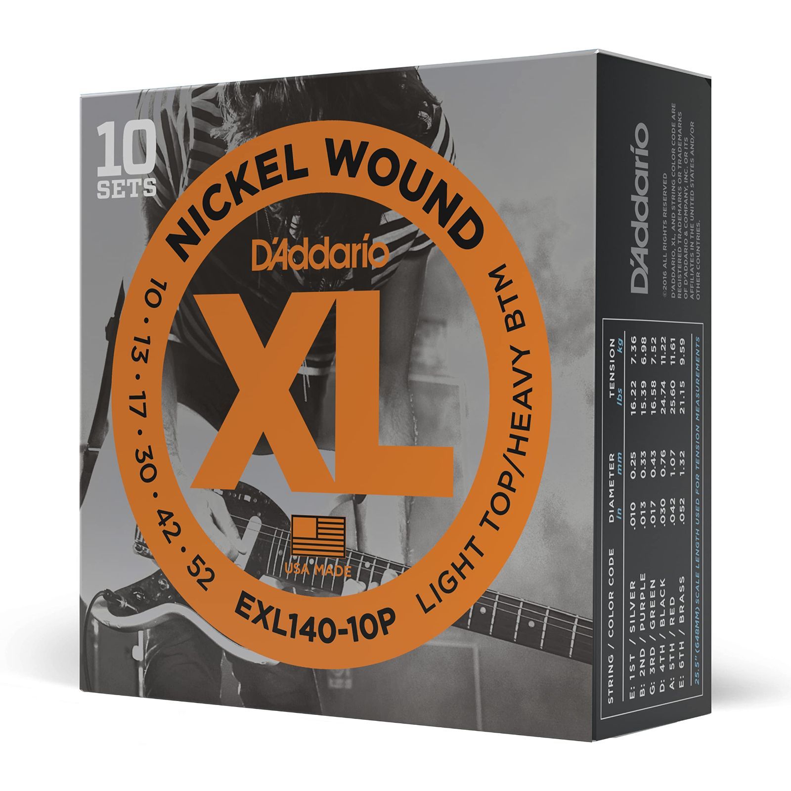 EXL140-10P .010-.052 10set入りパック LightTop|HeavyBottom ニッケル エレキギター弦 ダダリオ D Addario