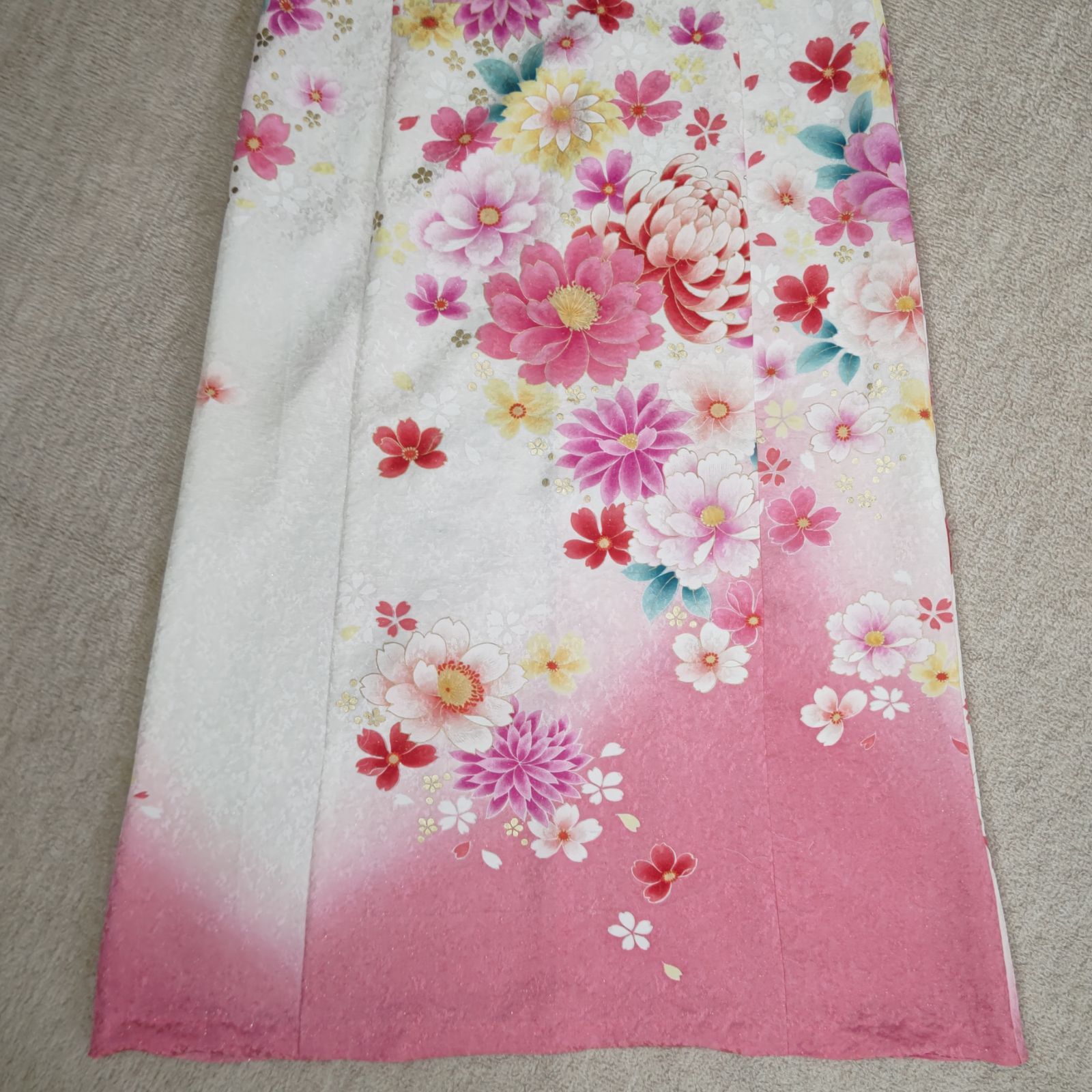 zunezune 振袖ドレス ノースリーブ 着物リメイクワンピース 白に