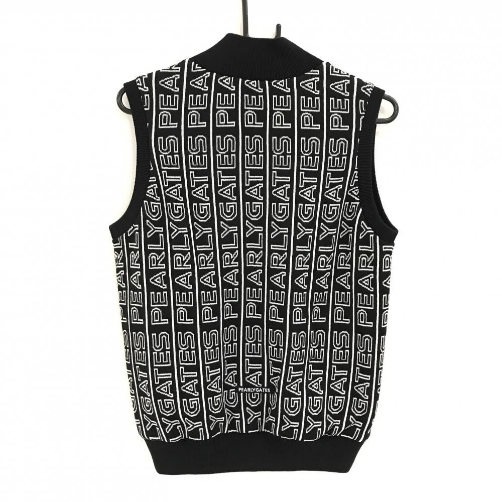 パーリーゲイツ アウターリバーシブルベスト ネイビー×白 ロゴ総柄 レディース 1 M ゴルフウェア 2025年モデル PEARLY GATES