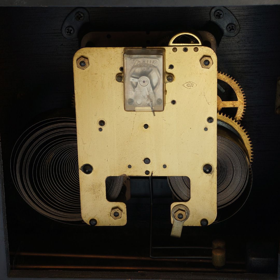 明治時計 meiji 30DAYS ゼンマイ式 置き時計 銀座三越 昭和レトロ