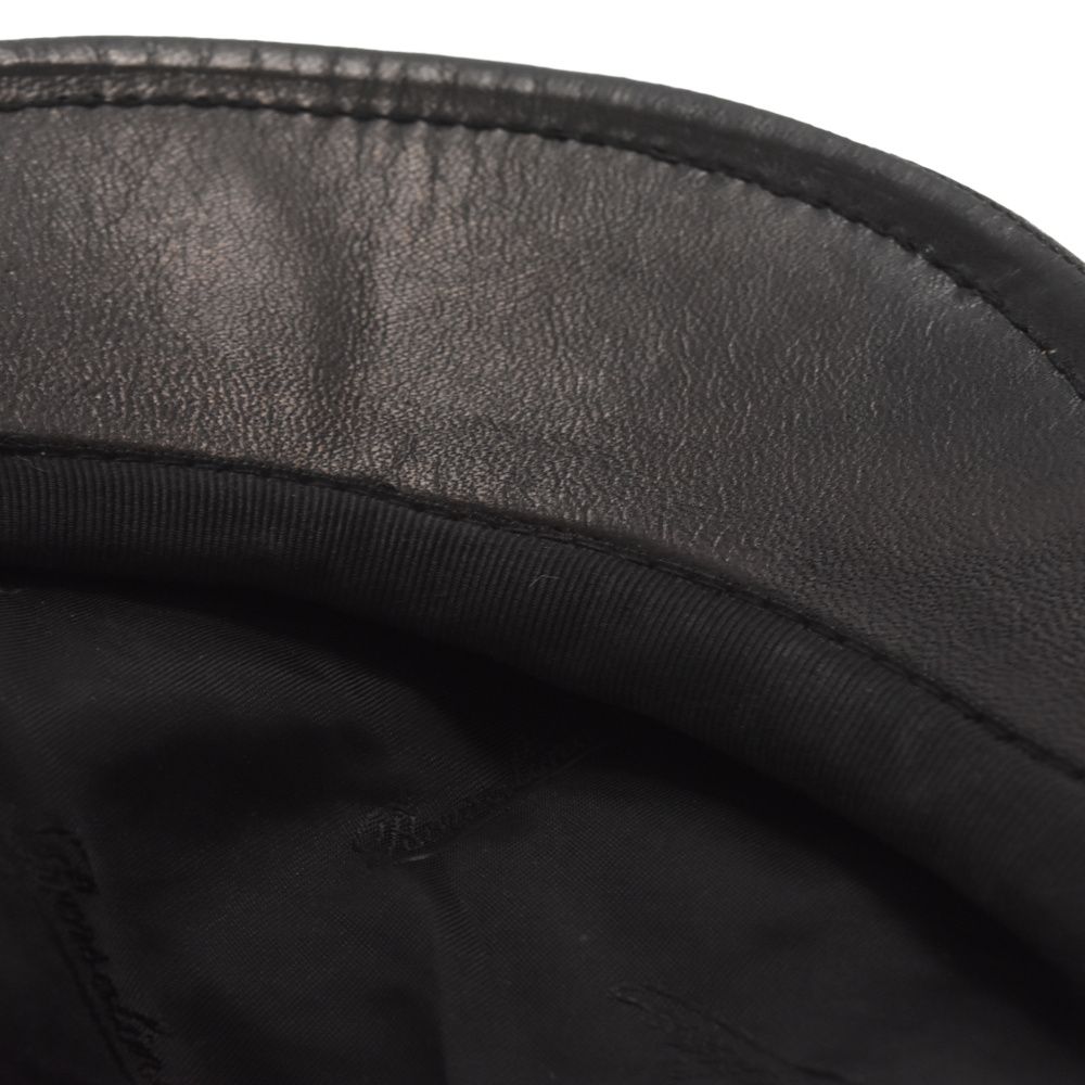 Borsalino (ボルサリーノ) レザーハンチングキャップ 帽子 ブラック