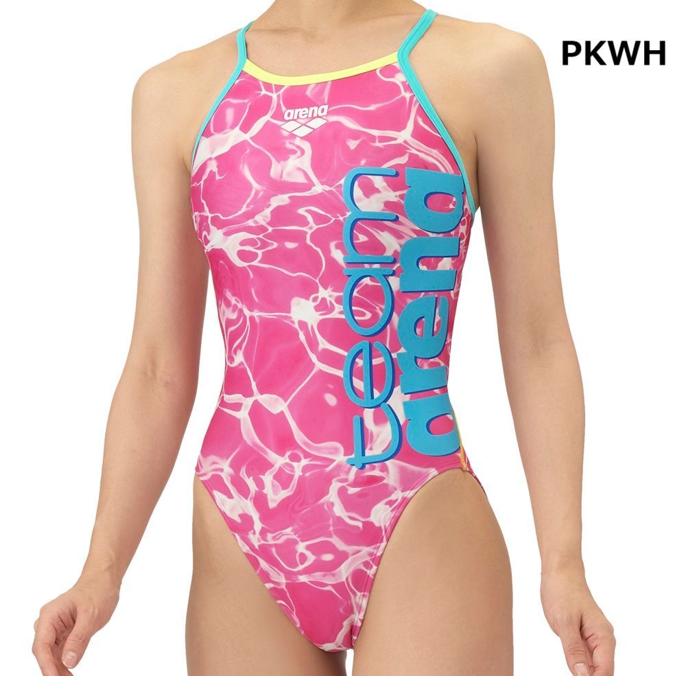 arena ホワイト競泳水着 ピンクストライプ arena ホワイト競泳水着