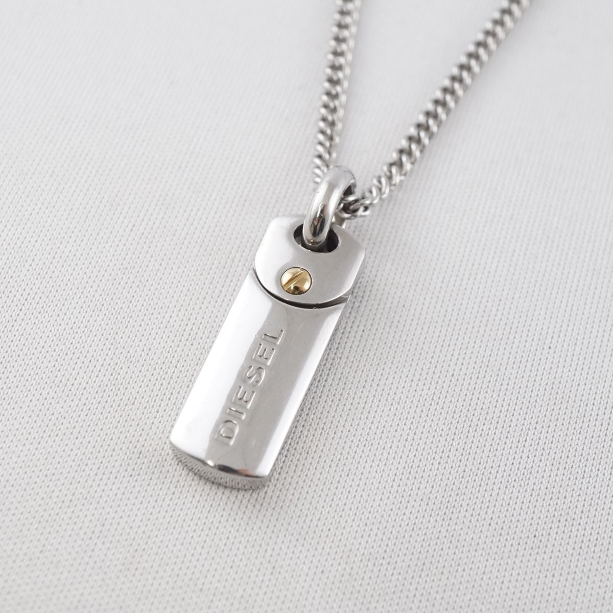 DIESEL ディーゼル ネックレス USED品 DX1116 ロゴプレート 