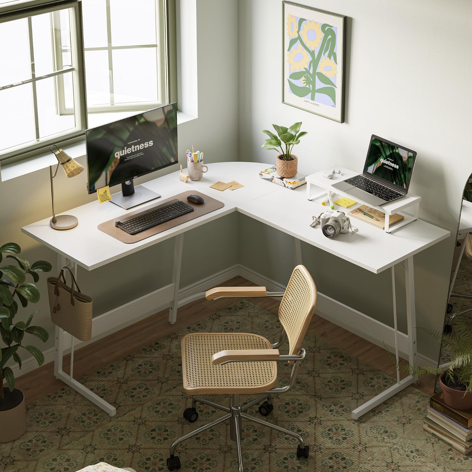 CubiCubi L字デスク 幅120cm 120cm ゲーミングデスク PCデスク パソコンデスク 在宅勤務 ホワイト MARWIL-DEMENAGEMENTS_CH