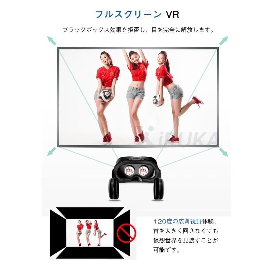 VR ゴーグル VRヘッドセット iPhone androidスマホ用 ヘッドホン付き一体型 3D 5.4/6.1/6.3//6.7インチ メガネ 動画 ゲーム コントローラ/リモコン付き 2024