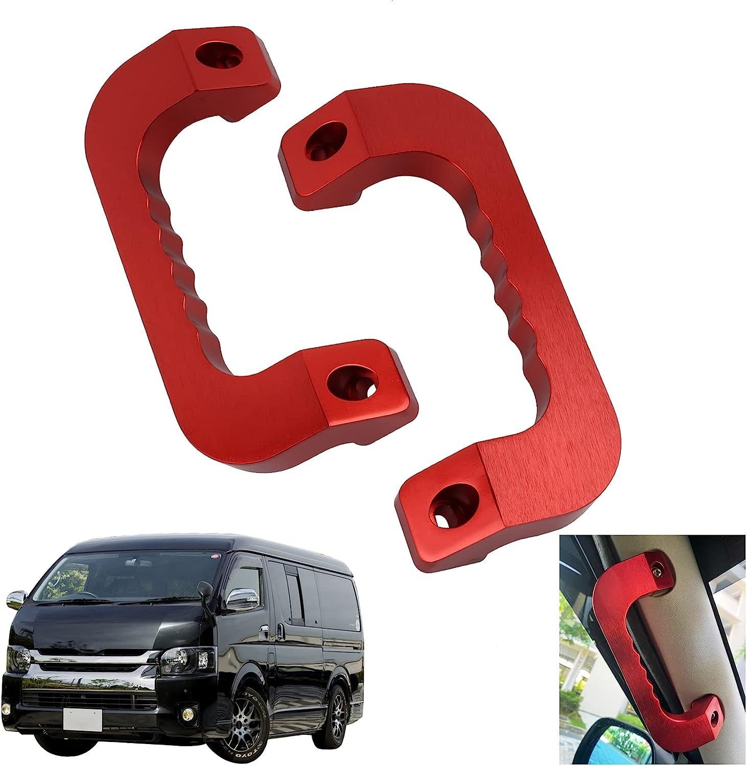 トヨタ ハイエース アルミ アシストグリップ【レッド2本】 - メルカリ