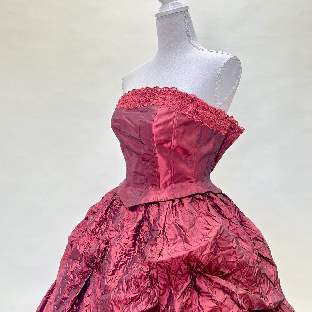 Lancetti ワインレッド ストラップレス カラードレス 中古 カラードレス ワインレッド 赤色 LANCETTI ランチェッティ