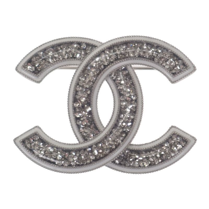 CHANEL CHANEL ココマーク ブローチ メタル クリスタル シルバー レディース ジュエリー