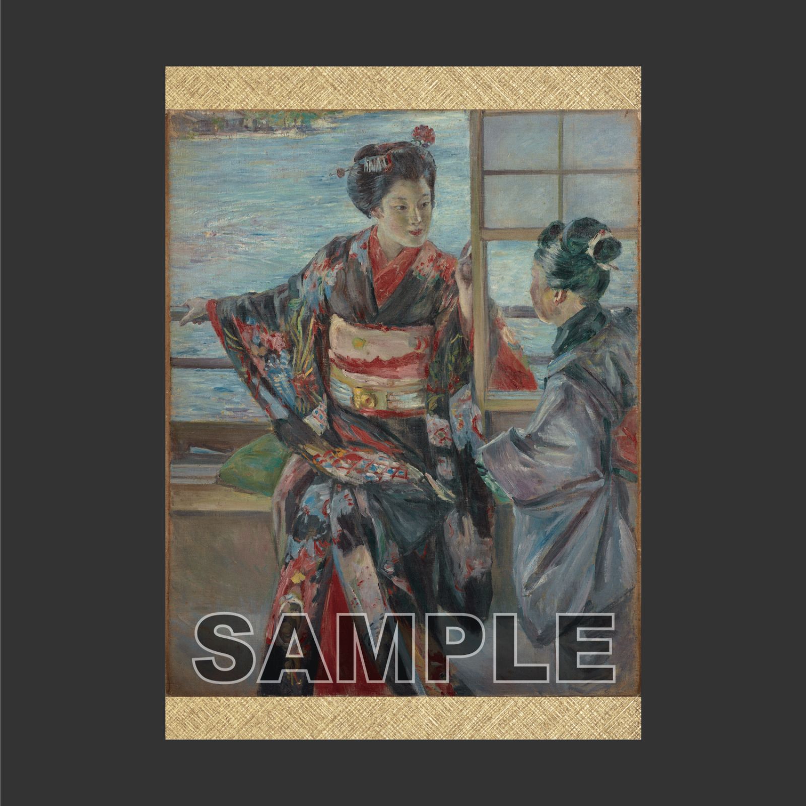 黒田清輝、【舞妓】、年代物・希少な画集画、新品高級額 額装付、状態良好 黒田清輝、【舞妓】、年代物・希少な画集画、新品高級額 額装付