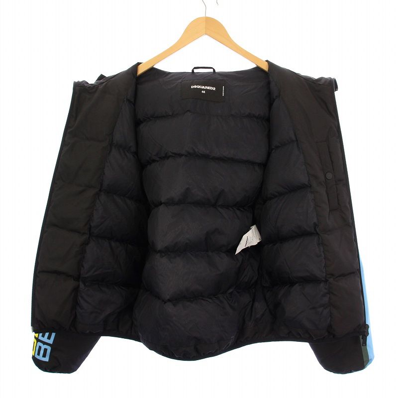 46 DSQUARED2 ロゴ ダウンジャケット 黒 ディースクエアード 46 DSQUARED2 ロゴ ダウンジャケット 黒 ディースクエアード
