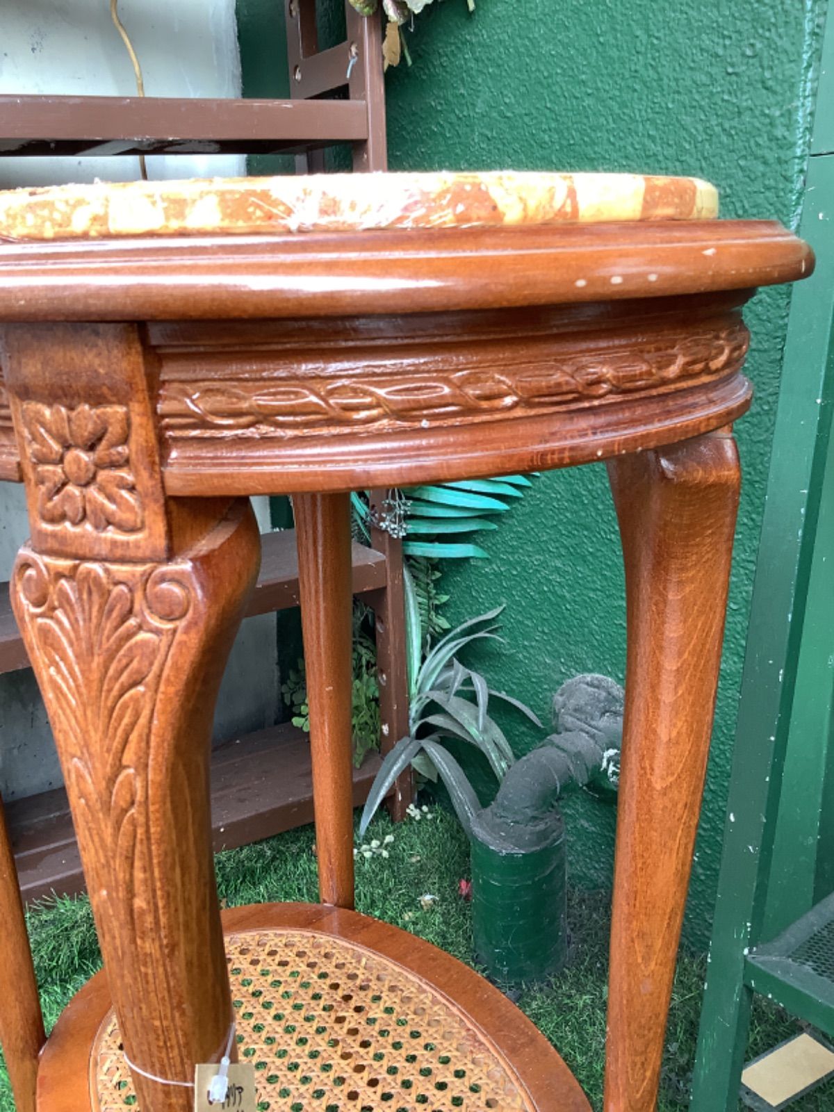 大理石 ルイタリア製 大理石天板 木製 猫脚 コーナー サイド テーブル