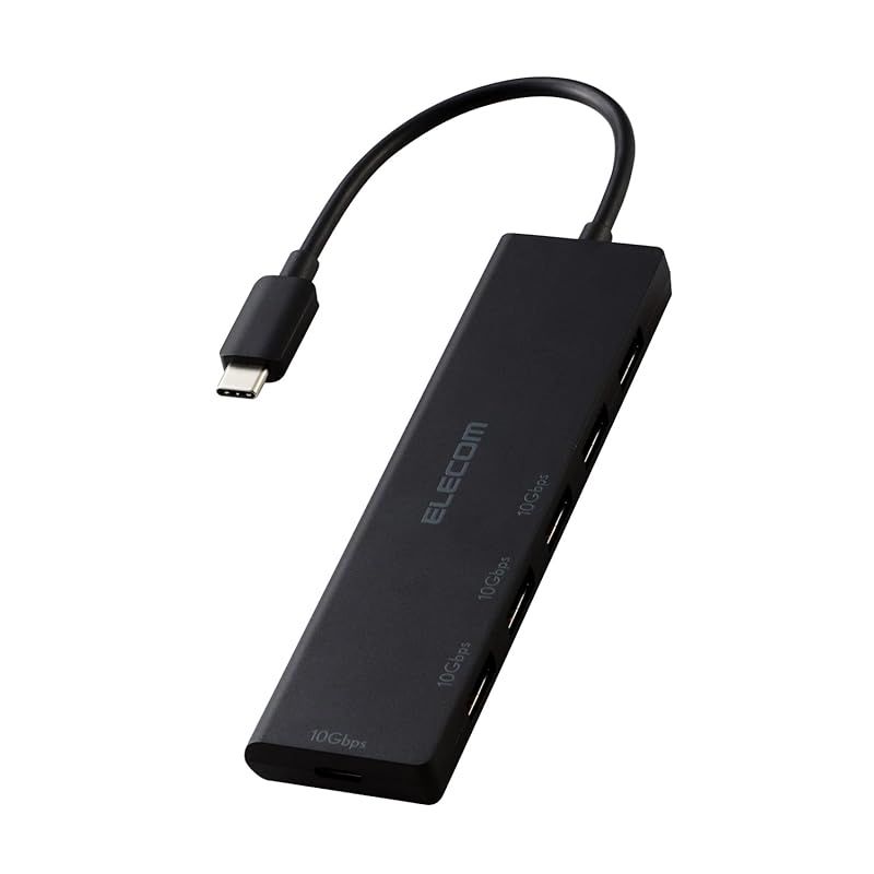 エレコム USBハブ 6-in-1 USB-C接続 USB-A×5(USB3.2 Gen2×3、USB2.0×2) USB-C-×1 ブラック U3HC-H060BK
