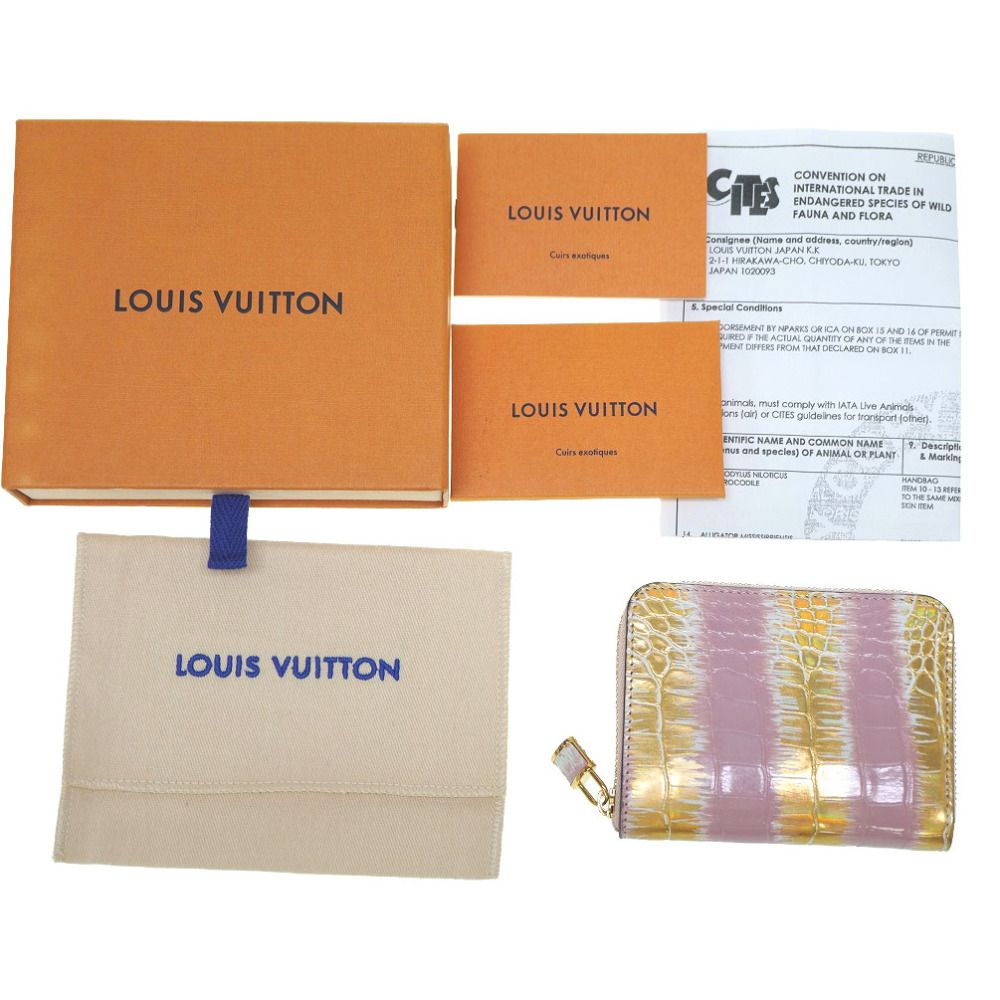 ルイヴィトン ジッピーコインパース エキゾチックレザー アリゲーター クロコ コインケース ピンク LV 0123LOUIS VUITTON