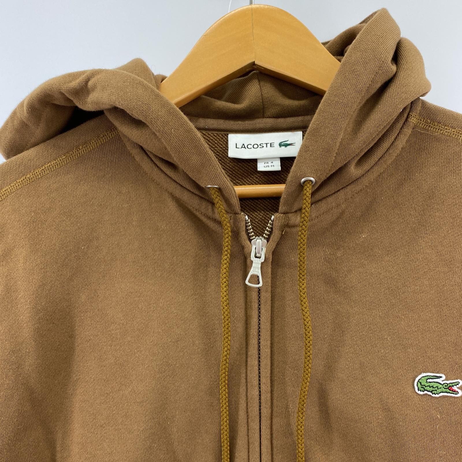 LACOSTE ラコステ ワンポイント ジップアップ パーカー size4/ブラウン メンズ - メルカリ